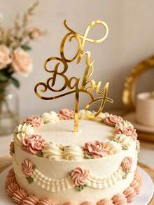 3件套金色“Oh Baby”亚克力蛋糕装饰插牌 - 时尚装饰品，适用于婴儿派对、生日和婚礼 - 耐用可重复使用，易于组装，非常适合蛋糕装饰，提升甜点桌格调，满足烘焙需求 - 風格A - 查看 9