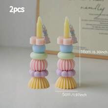 1pc Colorful Geometric Candle, Nordic Style Sculpture Candle, High-Quality Soy Wax, Candle Adopts Stackable Modular Design, Suitable For Home Decor, Proposal, Wedding Decoration, Party Decor,Photography Props, Creative Gifts,Birthday Gifts,Cute Decor - A - View 14