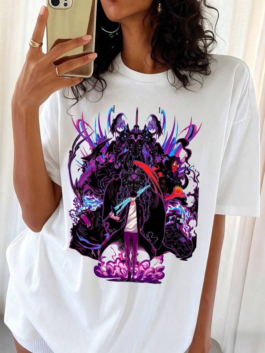 Cybernetic Shadow Solo Leveling Dark Style T-Shirt, The Strongest Hunter Of All Time, Classic T-Shirt - Black - View 1