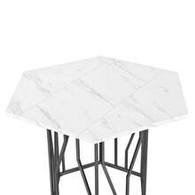 Dining Table And Chair Set (5 Pieces), Modern Hexagonal Marble Table + 4 Black Velvet Dining Chairs To Create A Warm And Modern Restaurant - Black + White - View 9
