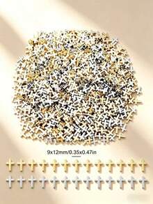 50颗/包 9x12mm 十字孔珠，多种颜色可选，优质CCB塑料材质，不易褪色且低致敏性，适用于DIY手链、项链、耳环、珠宝配件、鞋子装饰、手工工艺品制作 - CCB十字架 - 查看 6
