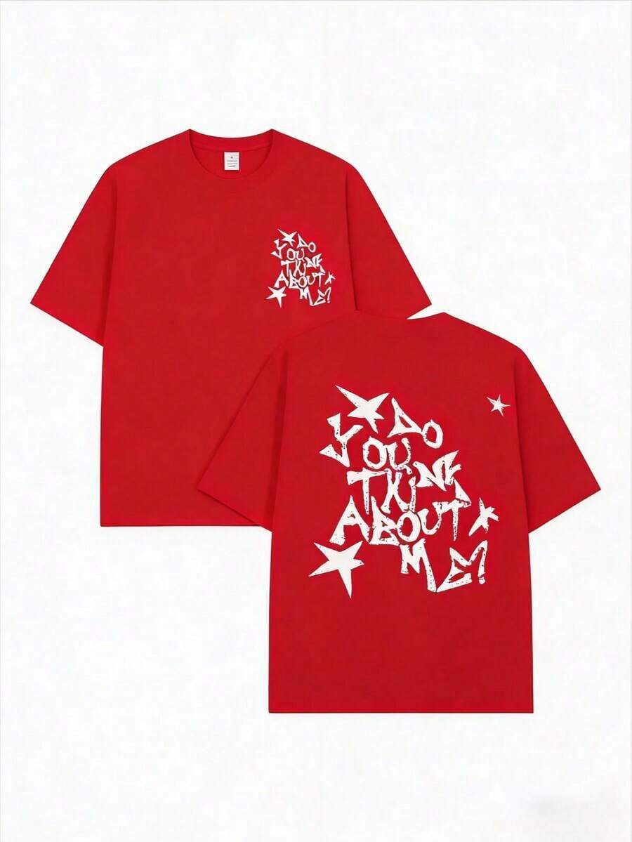 NSQK AOOU TNK Retro Short-Sleeve T-Shirt: Loose-Fitting T-Shirt With A Retro Street Style Print, Short Sleeves, Crew Neck, Machine Washable, Casual Hip-Hop Top, Suitable For Year-Round Wear, Machine Washable Japanese Shadow Hedgehog Print, Standard Size, Ready To Wear, Casual And Stylish Crew Neck T-Shirt, A Great Gift For Friends. 100% Cotton - 紅色 - 查看 1