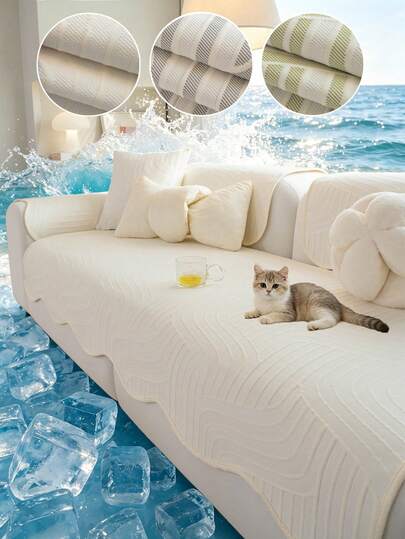 SANMOSPIN 1 chiếc đệm sofa lụa băng thoáng khí mùa hè, vỏ sofa cao cấp bất đối xứng, thân thiện với thú cưng, có thể giặt máy, phù hợp với sofa đơn/ba/bốn chỗ và sofa mô-đun, thích hợp cho phòng khách, ký túc xá, văn phòng, trang trí nhà cửa.