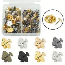 50pcs/Box DIY Safety Pin Base, Multicolor Butterfly Clips & Tack Pins, Includes 25pcs Butterfly Clips & 25pcs Tack Pins, Suitable For DIY Jewelry Making, Handmade Badge Accessories, Hat Clips, Clothing Pins, Butterfly Clips, Decorative Fasteners, Tie Clips And Replacement Parts Craft Materials - Butterfly Clasp (25pcs) + Spiky Pin (25pcs) / Box - View 1