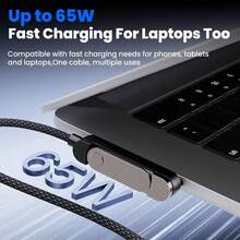 Cable de carga rápida de 65W, soporte plegable 2 en 1 con diseño de doblado a 90°, USB + Tipo C a Tipo C, permite cargar y usar simultáneamente, compatible con iPhone 17 Pro Max/17 Pro/17/Air/16/15, S25/S24/S23/S22/S21/S20, Series - Multicolor - Ver 4