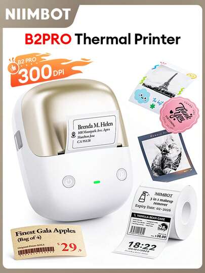  Niimbot B2pro 热敏标签打印机 300DPI 无线照片贴纸打印机 黑红打印圆形彩色自粘纸 适用于家庭办公室标签机