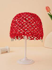 1 chiếc mũ len lưới đan tay thời trang mùa xuân/thu dành cho nữ, nhẹ, đính sequin hình lá, thích hợp cho đi biển và phong cách boho. - A - Xem 16