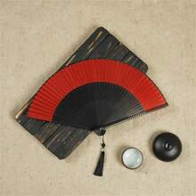 Chinese Bamboo Folding Fan Solid Color Handicraft Fans Elegant Handheld Fans Perform Props Wedding Party Home Decor - light green - 查看 11