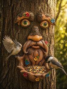 Face Tree Bird Feeder - Tree Face Decor, Tree Hugger, Garden Decor, Outdoor Decor, Yard Art, Bird Feeder, Tree Ornament, Garden Sculpture, Whimsical Tree Face, Old Man Tree Decor, Fairy Garden Decor, Yard Decor, Lawn Decor, Bird Lover Gift, Garden Gift, Outdoor Decoration, Spring Garden Decor, Summer Garden Decor, Tree Decoration, Garden Statue - Multiple Styles - View 1