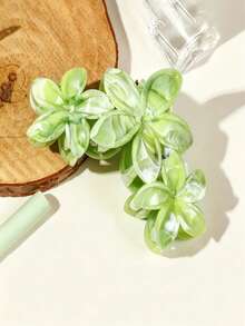 2 piezas Conjunto de pinzas para el cabello de mármol verde - Pinza de flor de Plumeria y pinza cuadrada hueca, pinza para el cabello de agarre antideslizante y sujeción fuerte para peinados diarios y de vacaciones de mujeres, festivales y fiestas - Multicolor - Ver 3