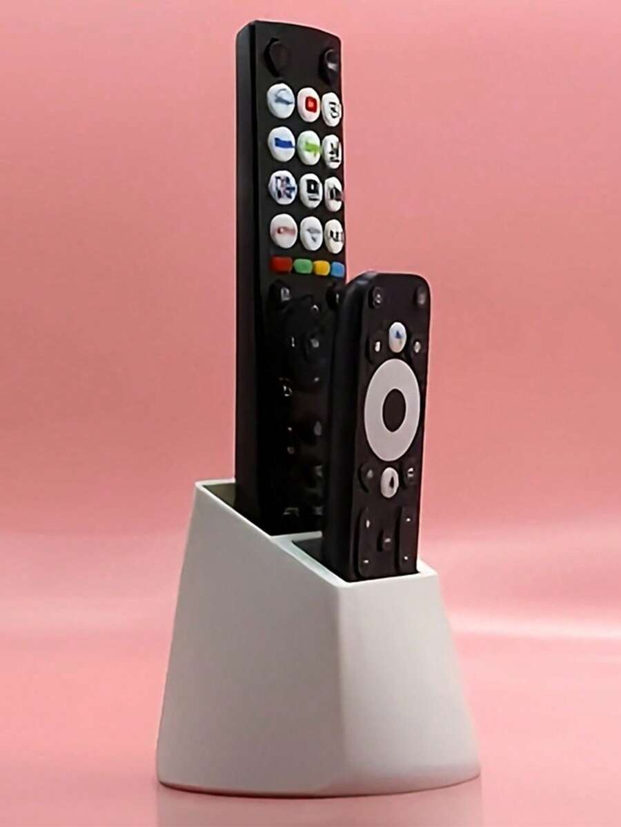 1/2pcs Black Or White Remote Control Holder, Holds 2 Remotes, Minimalist Black & White Design, Suitable For TV, Air Conditioner, Lighting Remotes And Office Supplies, Practical Desktop Storage Rack
