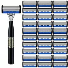 Stainless Steel Razor, Men's 6-Layer Blade Razor, Manual Shaver, Non-Slip Handle And Replacement Blades, Ideal For Daily Grooming, Providing A Smooth Shaving Experience, Perfect Gift Choice! - Multicolor - View 17