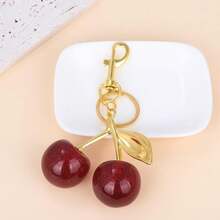 Glitter Cherry Bag Charm With Key Ring And Clip, Cherry Keychain Accessory Purse Charm For Women - Red - View 7