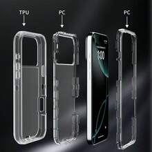 Ốp lưng điện thoại 3 trong 1 dày dặn, trong suốt, chất liệu lai TPU+PC, chống sốc và chống rơi vỡ, tương thích với iPhone 17/17Pro/17Promax/16/15/14/13 Pro Max X XR, Galaxy S25/S24/S23 Ultra Plus, Honor, Note và các dòng điện thoại khác. - Trong sáng - Xem 2