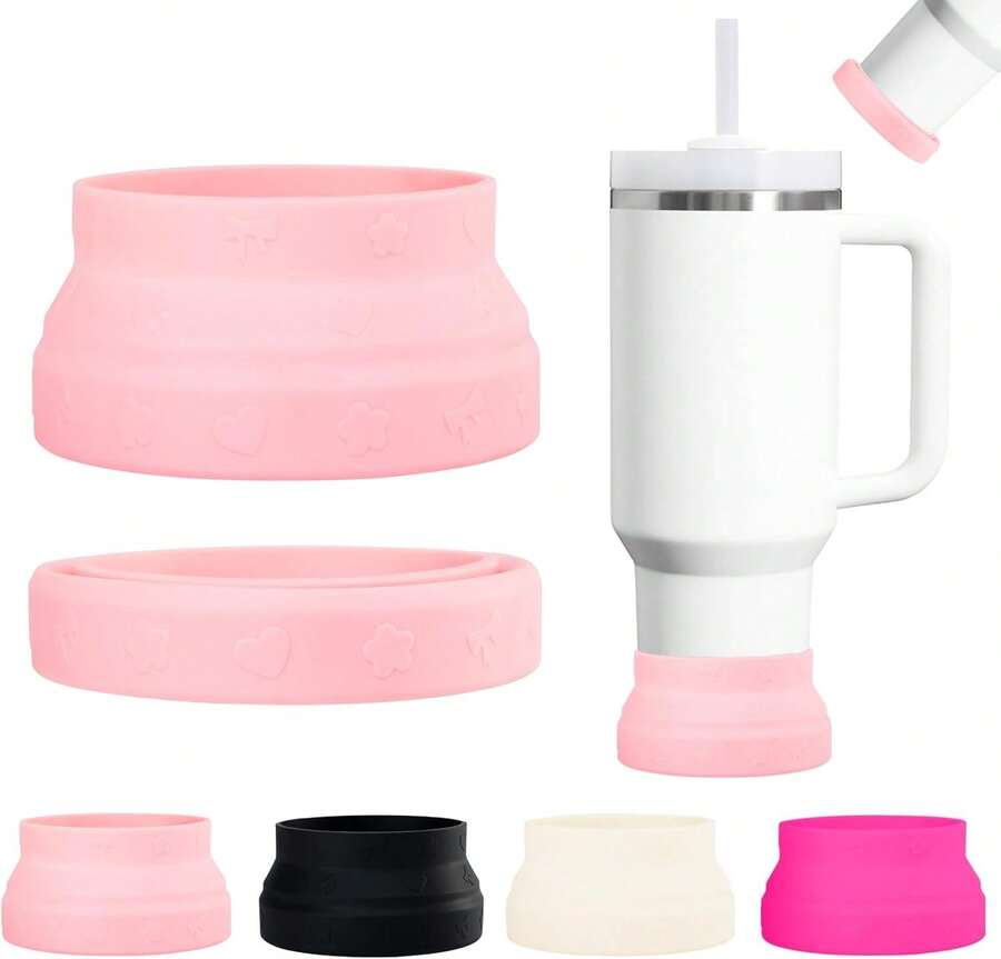 YAYAYOUNG Foldable Silicone Boot For Tumbler 20-40oz&Amp;  Water Bottle 24oz&Amp; IceFlow 20oz 30oz&Amp;  Water Bottle 12-24oz Anti-Slip Sleeve For  Cup Accessories - Pink - 查看 1