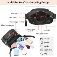 Bolso De Mujer, Bolsos Bandolera De PU Piel Multi-Bolsillo Casual Bolso De Hombro De Viaje - 黑色 - 查看 3