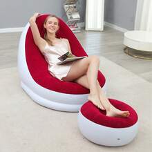 Modern Inflatable Leisure Chair With Footrest, Portable PVC Slouchy Sofa, Thickened With Cushion Air Sofa, Plastic Frame Multi-Functional Mixed Color Design, Suitable For Living Room, Bedroom, Balcony, Camping, Outdoor - Comfortable and Casual Style - View 7