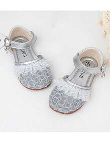Sandal Terbuka Model Baru Musim Panas untuk Anak Perempuan - Sepatu Jala Anak untuk Putri Kecil - Sandal Bergaya dengan Sol Renda untuk Anak Perempuan, Cocok untuk Semua Acara - Perak - View 3