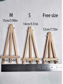 1pc Desktop Wooden Display Easel, Multifunctional Tabletop Painting Holder, Mini Art Exhibition Stand, Triangle Shelf For Phone And Decor, 2PCS/6PCS Wood Painting Easels - Yellow - View 10