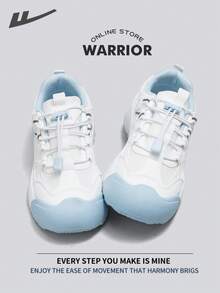 WARRIOR 女款时尚复古运动鞋，春夏舒适跑步鞋，简约休闲又不失时尚感，四季皆宜，耐磨耐穿，适合全天穿着的训练鞋。 - 白/藍 - 查看 2