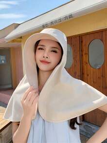 1 chiếc mũ rộng vành che nắng cỡ lớn dành cho nữ, mũ che nắng toàn diện. - A - Xem 6