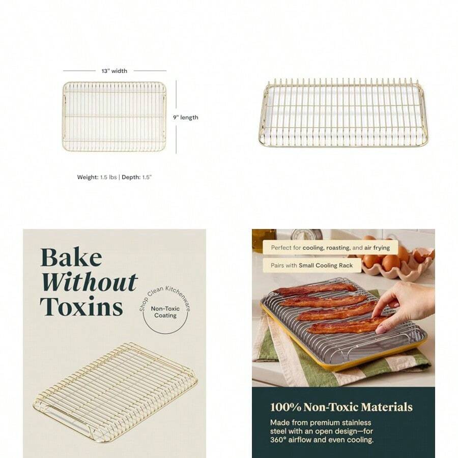 Caraway - Estante de refrigeración de 9 x 13 pulgadas para enfriar productos horneados glaseado y más diseñado para caber en nuestra pequeña charola para hornear dorado - aire - Ver 1