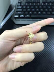 1枚优雅镜面心形可调节戒指，奢华珠宝配饰，浪漫情人节礼物 - 金黃色 - 查看 4