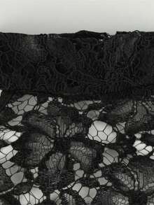 Vestido ajustado con encaje cuello colgante y espalda descubierta - Negro - Ver 7