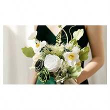 50/30 Peças Flores Artificiais com Haste, Flores de Espuma Verde Esmeralda, Rosa de Espuma Realista de 3.15 Polegadas para DIY, para Buquês de Casamento/Centros de Mesa, Cenários de Festa ao Ar Livre, Decoração de Quarto/Mesa, Jardim/Vaso, Dia dos Namorados, Halloween, Natal, Dia das Mães, Aniversário, Presentes - Verde bicolor - Visão 9