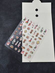 1片中国风复古宫廷花卉美甲贴纸，自粘式一次性3D立体美甲贴花，美甲装饰，适合节日、派对和日常美甲 - 彩色 - 查看 6