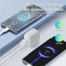 KFLY 20W Dual Type-C Foldable Fast Charger, 2-Port USB-C Power Adapter, Compatible With IPhone 17/16/15/14, With Safety Protection Features - White - View 3