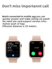 1 chiếc đồng hồ thông minh Bluetooth mặt vuông, dây đeo silicon, đa chức năng bao gồm đếm bước chân, thông báo cuộc gọi, theo dõi nhịp tim, chống nước, tương thích với thiết bị IOS/Android. - Hồng - Xem 4