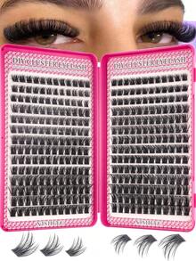 336pcs D-Curl Mixed Length 8-16mm Fluffy & Lightweight Natural Eyelash Extension Kit, Reusable Lash Clusters, D-Curl Individual False Eyelashes - D - View 10