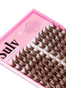 Sulv 144PCS Lash Clusters Wispy Lashes D Curl 14-16-18-20mm Mixed Dark Brown Foss, False Eyelashes Hoop for Self-A-Home - Xem 3