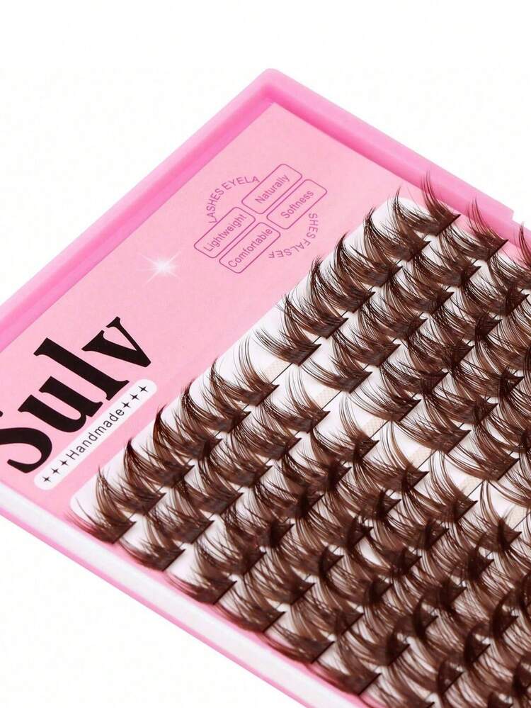 Sulv 144PCS Lash Clusters Wispy Lashes D Curl 14-16-18-20mm Mixed Dark Brown Foss, False Eyelashes Hoop for Self-A-Home - Xem 3