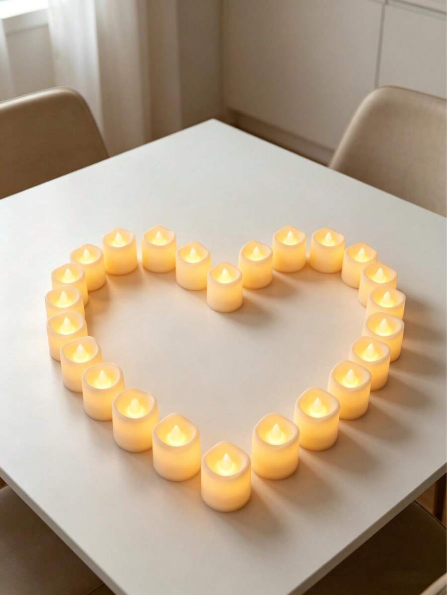 1pc Wave Mouth Flameless LED Electronic Candle, Warm Light Simulated Flame, Party & Wedding Atmosphere Decor Nightlight, Bedroom Atmosphere Decoration For Valentine's Day/Anniversary, High-End Decor Accessory, Birthday/Housewarming Gift - Multicolor - View 1