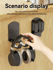 Adjustable Solid Color 2-In-1 Game Controller Holder & Headphone Hook, Wall-Mounted Foldable No Drilling Design, Includes Universal Hook, Easy Installation, Practical Hook, ABS Material, Suitable For Home Or Dorm Storage, Bedroom Accessories, Shelves, Mother's Day Birthday Gift Celebration - Multicolor - View 2