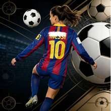 M#Essi #10 Barcelona 2010-2011 Home Long Sleeve Top, Breathable & Skin-Friendly - Blue - View 1
