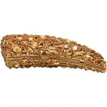 Women Novelty Crystal Evening Handbag Floral Rhinestone Clutch Bag Sparkly Wedding Purse For Prom Party - Vàng - Xem 5