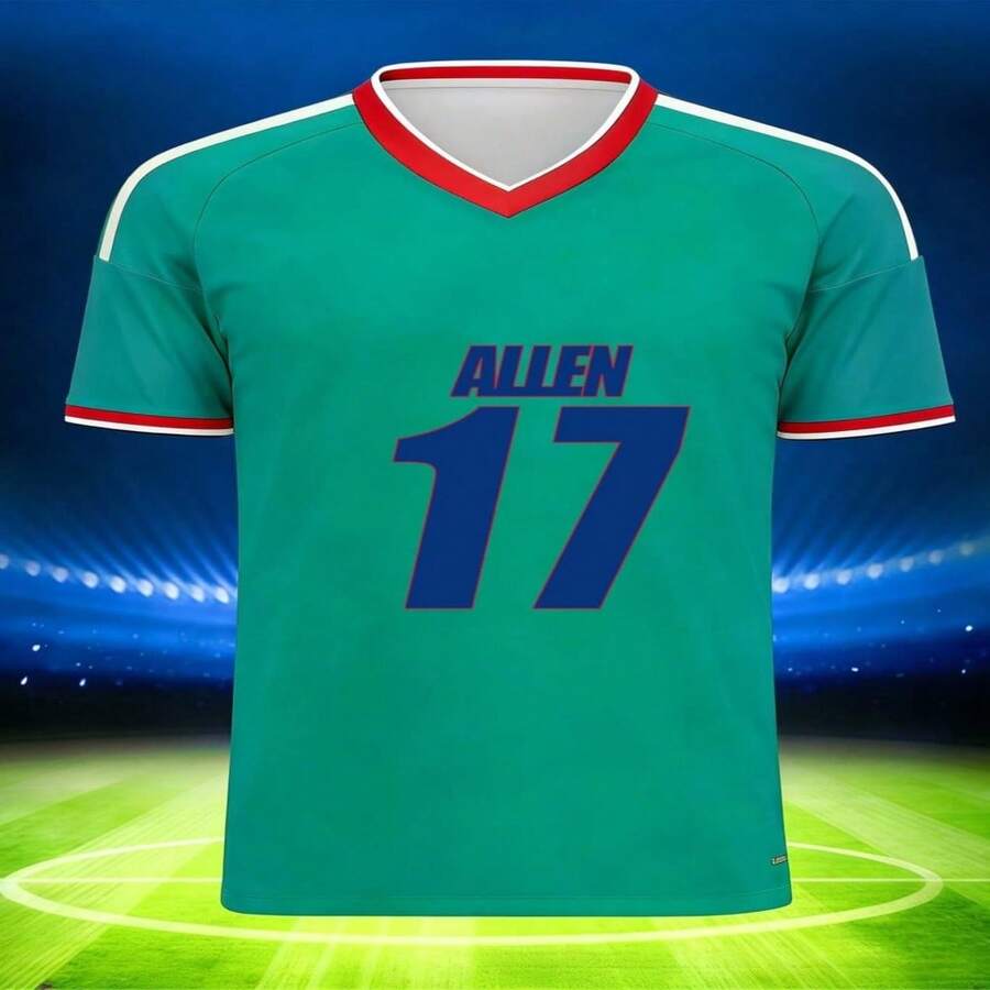 Camiseta deportiva deportiva cómoda para hombres y aficionados al fútbol ano - Verde - Ver 1
