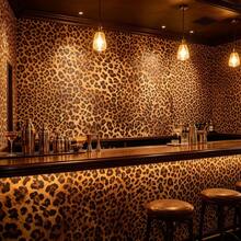 1 Roll Leopard Print Self-Adhesive Wallpaper, Suitable For Wall Decor In Living Room, Bar, Bathroom, Shelf Liner, Decorative Sticker, Vinyl Covering, 17.7inX39.3/118.1/196.8/393.7in - Brown - View 4