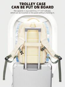 男士商務旅行後背包，15.6 吋筆電後背包登機包，防水大容量日常後背包週末包，耐用精緻筆電後背包附 USB 充電孔，大學生筆電包中性適用 15.6 吋筆電登機包/短途旅行後背包適用於旅行工作學校附筆電隔層，假期必備，登山包，旅行工作後背包，女士旅行後背包，大學工作旅行包，派對包 - 米色 - 查看 10