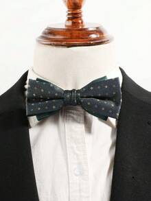 1 pieza Corbatín de estilo empresarial para hombre con patrón cuadrado pequeño de doble capa - Multicolor - Ver 3