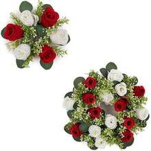 de flores artificiales de rosas de 23/33cm, flores falsas de seda con hojas de eucalipto para decoración de boda en el hogar, accesorios de regalos DVEO - Champán - Ver 3