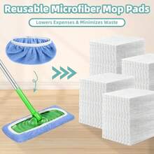 1/4 miếng lau nhà bằng sợi microfiber - Miếng lau nhà ướt/khô có thể tái sử dụng và giặt được - Phù hợp với hầu hết các loại chổi lau nhà tiêu chuẩn - Màu xanh nhạt, miếng lau nhà gia dụng - A - Xem 10