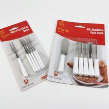 Espátula De Manteiga & Garfinho De Petisco 12 Peças Inox Plástico Branco Preto - RT2894+193238-KitEspátula+GarfinhoBranco - Visão 3