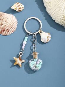 1pc DIY Glow-In-The-Dark Colorful Beaded Heart Shaped Wish Bottle Keychain, Shell, Star, Wish Bottle Keyring, Creative Gift For Lover, Friend, Girlfriend, Holiday, Festival, Mobile Phone, Car Accessories, Party Favor - Multicolor - View 14