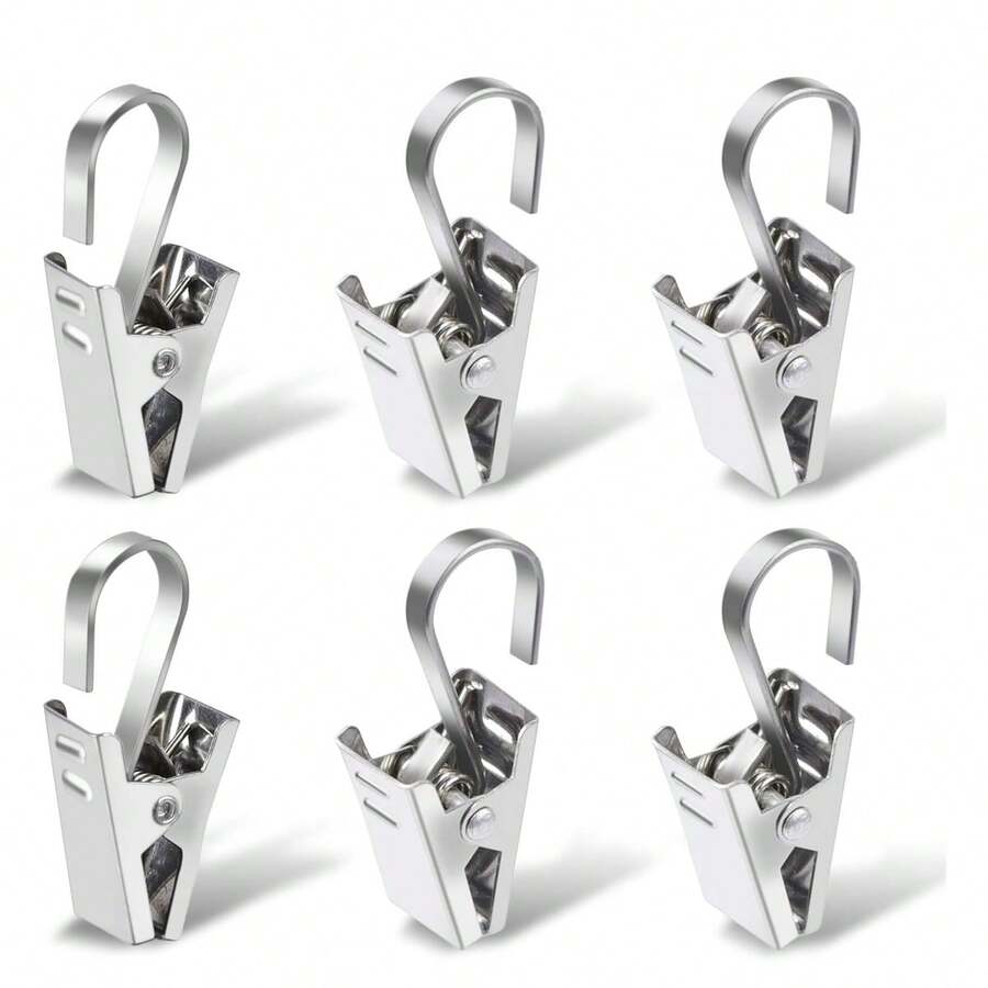 20/40 piezas Pinzas para cortinas, pinzas de acero inoxidable ligeras para luces exteriores de cuerda, decoración de fiestas, colgar fotos, carpas de camping, manualidades y exhibición - plata - Ver 1