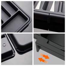 1 pieza Caja de almacenamiento de cubertería, bandeja organizadora de cubiertos ajustable, caja de almacenamiento de cajón de plástico retráctil, organizador divisor de cajón, bandeja de almacenamiento, para almacenamiento de diversos utensilios de cocina, herramienta de almacenamiento de cocina - Multicolor - Ver 10