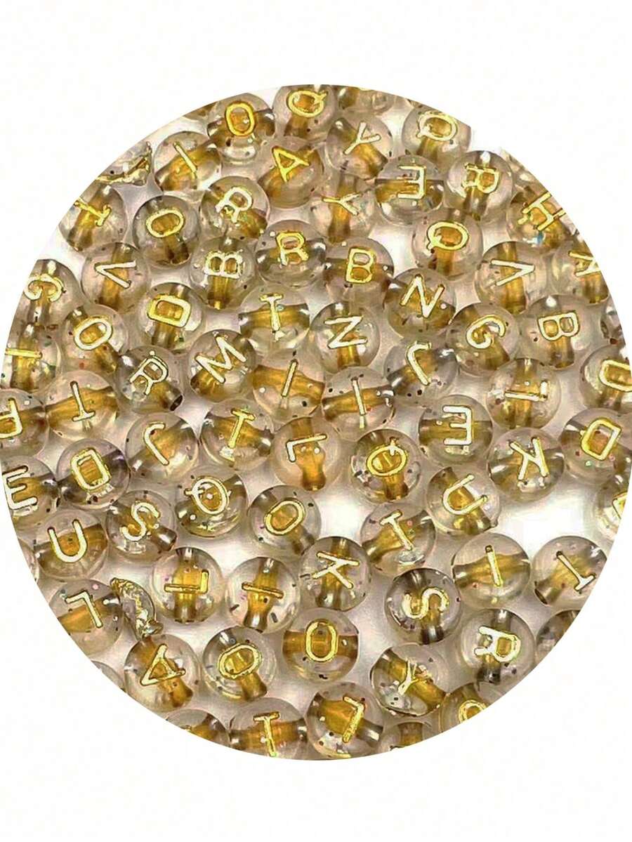 金色字母串珠吊坠,适合送给DIY爱好者 - 蔥金色字母珠混款 - 查看 1